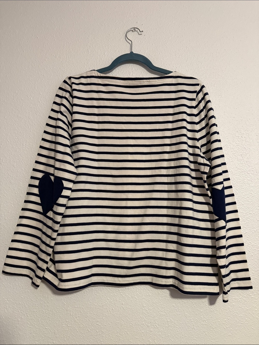 J.Crew Boatneck Striped Top with Heart Elbow Patches - Picture 6 of 8